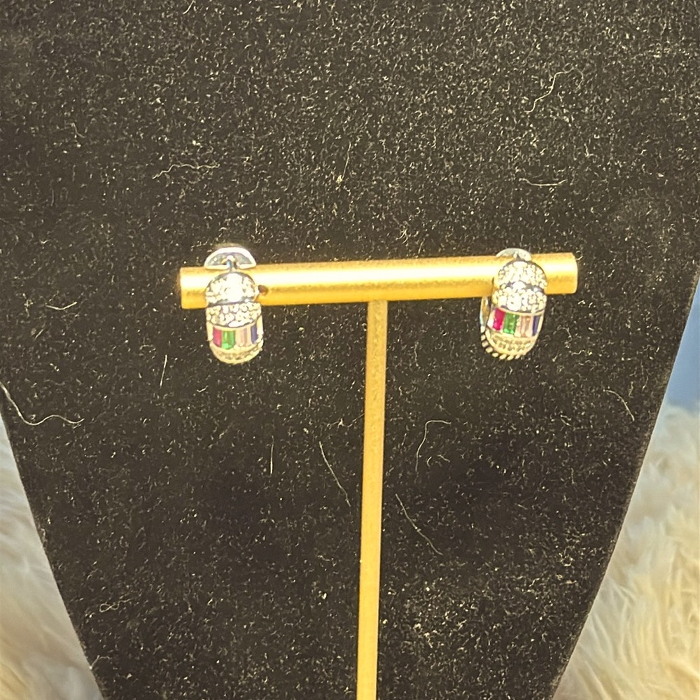 Colorful Crystal Huggie Earrings NWOT